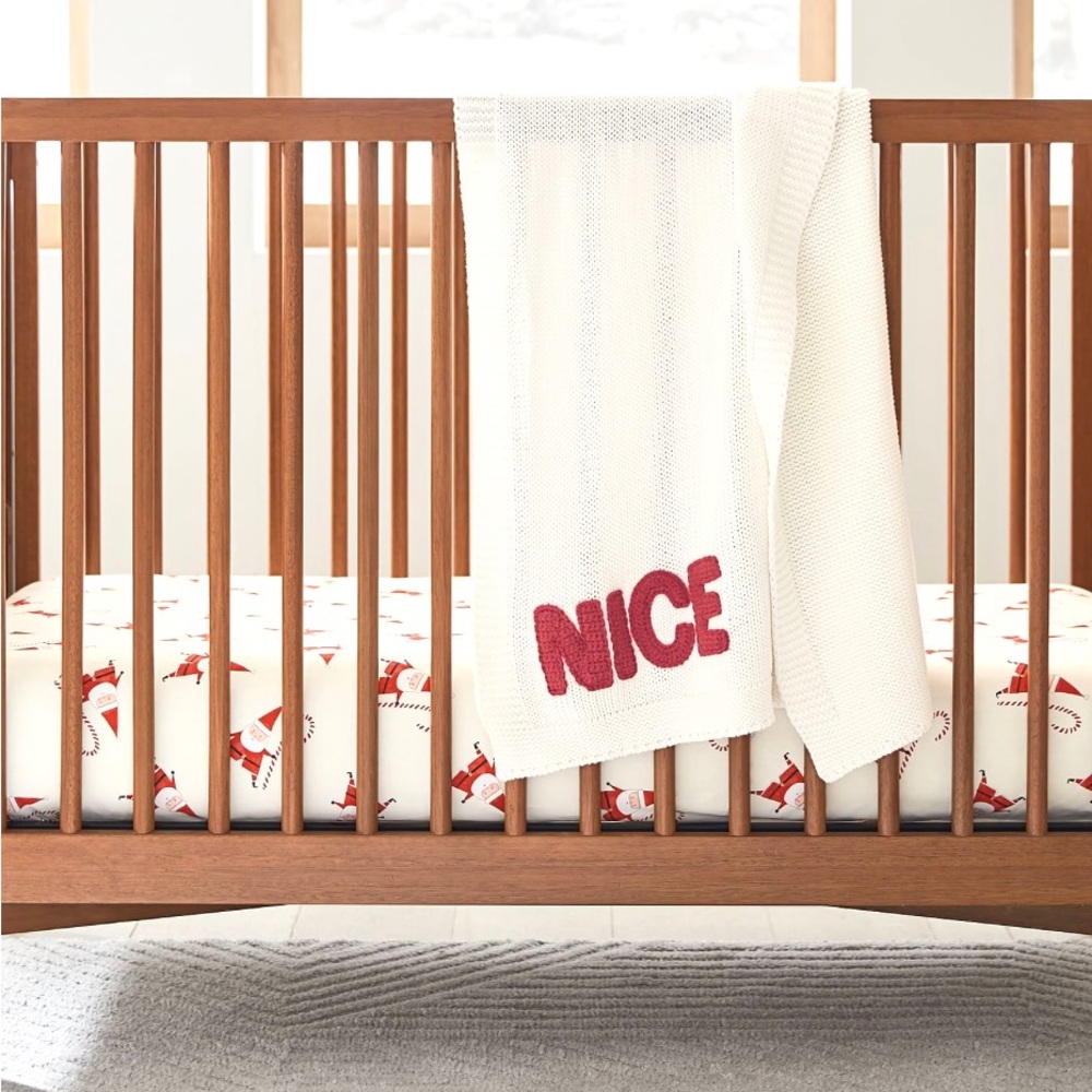 POTTERY BARN HOLIDAY NAUGHTY NICE KIDS BABY BLANKET NEW CONDITION - Picture 3 of 11